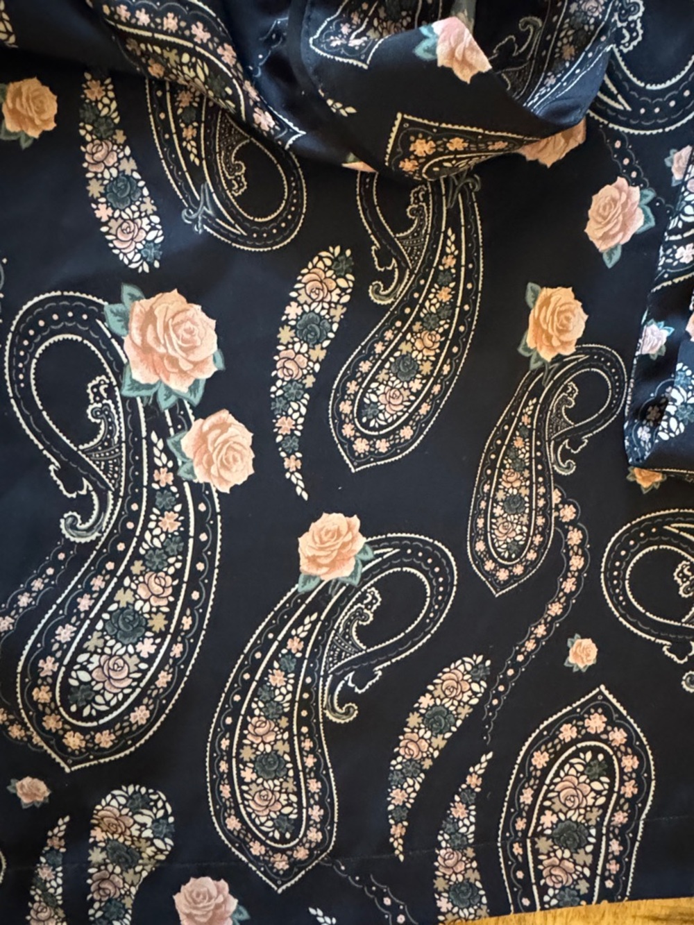 The Kooples blue pink Paisley flowers Rose silky dress button up down blouse top - Picture 10 of 11